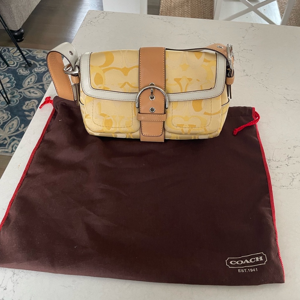 Coach Vintage 1852 SMALL Soho Yellow Optic Signature C Canvas w/Leather Bag